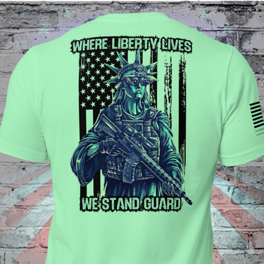 Patriotic Militia T-Shirt with Bold Slogan with lady liberty Graphic